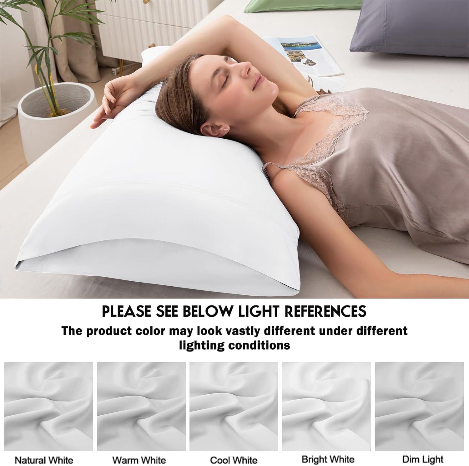 Bedsure Bedsure Pillow Cases Queen Size Set Of 2 - Polyester & Rayon Derived From Bamboo Cooling Pillowcase, Breathable, Soft And Wrinkle-Free Pillow Covers With Envelope Closure, Gifts, 20X30 Inches