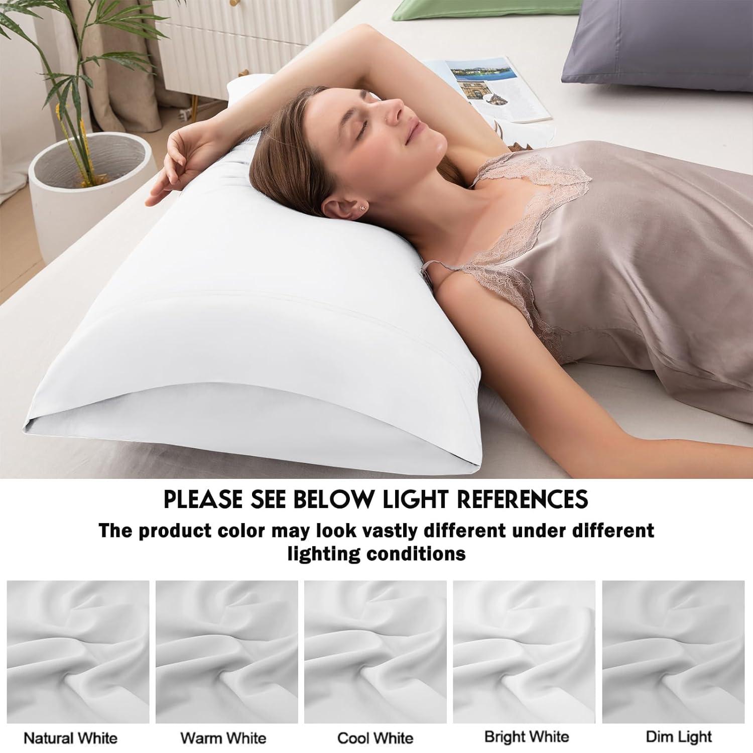 Bedsure Bedsure Pillow Cases Queen Size Set Of 2 - Polyester & Rayon Derived From Bamboo Cooling Pillowcase, Breathable, Soft And Wrinkle-Free Pillow Covers With Envelope Closure, Gifts, 20X30 Inches