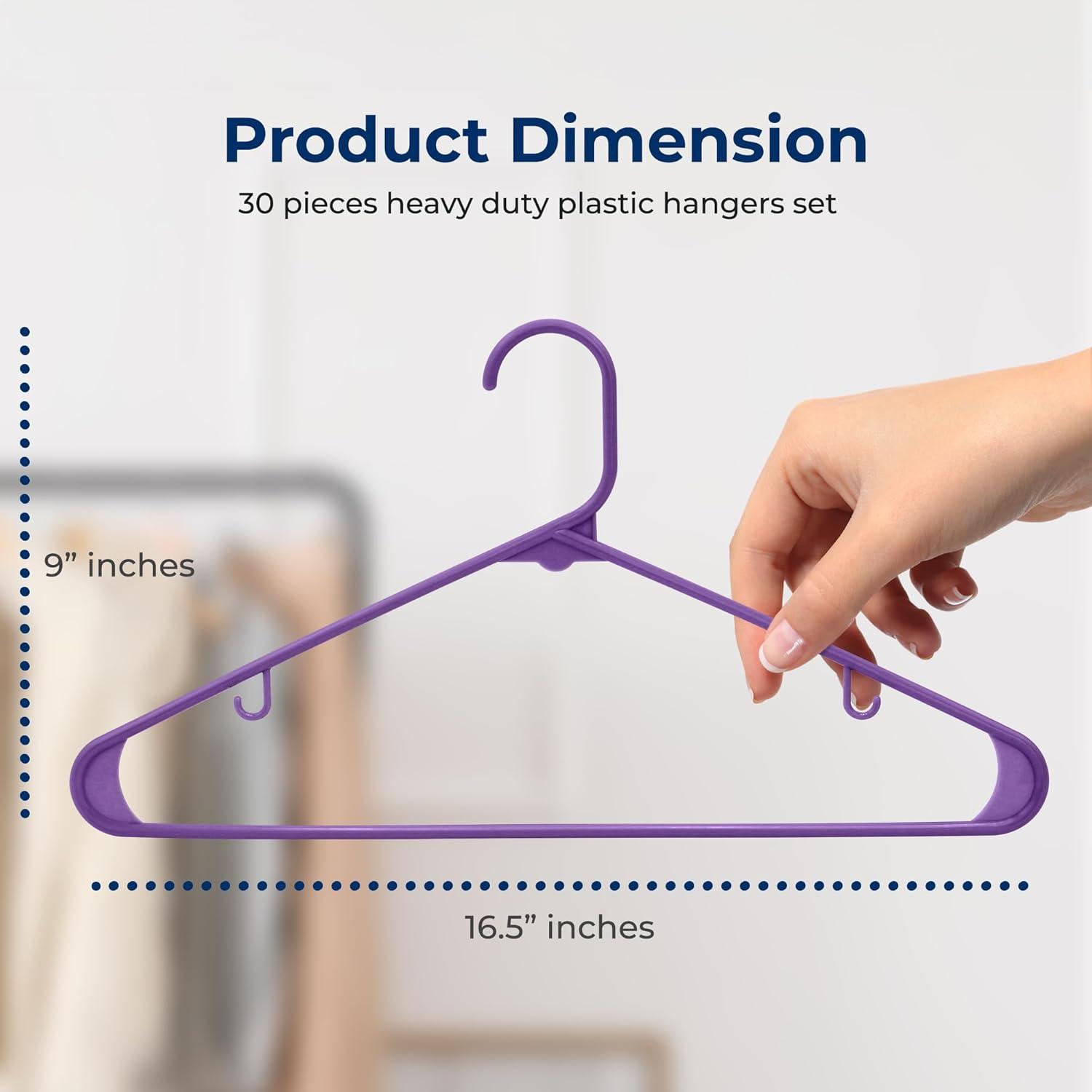 SereneLife 30-Piece Purple Plastic Slim Hangers