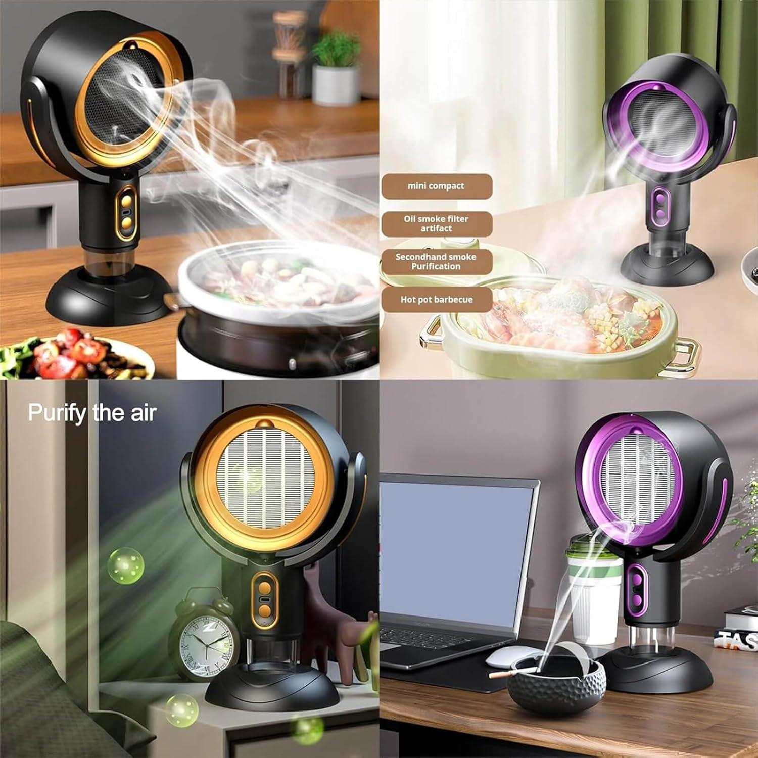Daiosportswear Smoke Fan for Smoking indoors, the High Fan for Smoking, Wireless Mini Portable Range Anion Desktop Range Hood/Purifier Compact Fan Aromatherapy Diffuser Filter