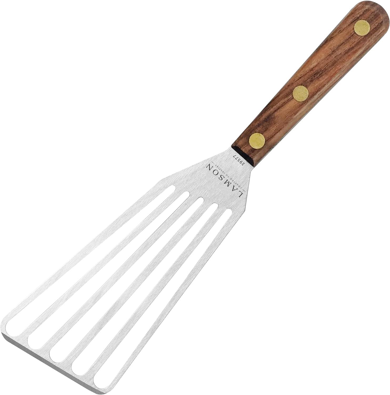 Walnut Handle Stainless Steel Slotted Turner