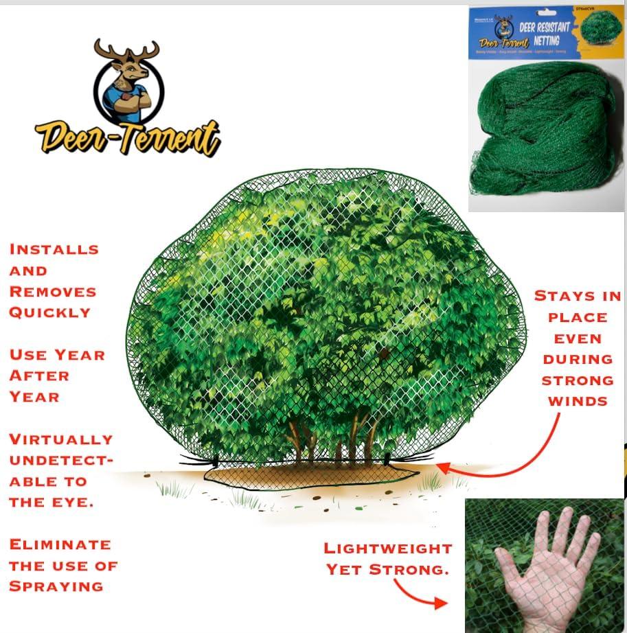 Green Plastic Deer-Repellent Plant Netting Cover, 6ft x 6ft