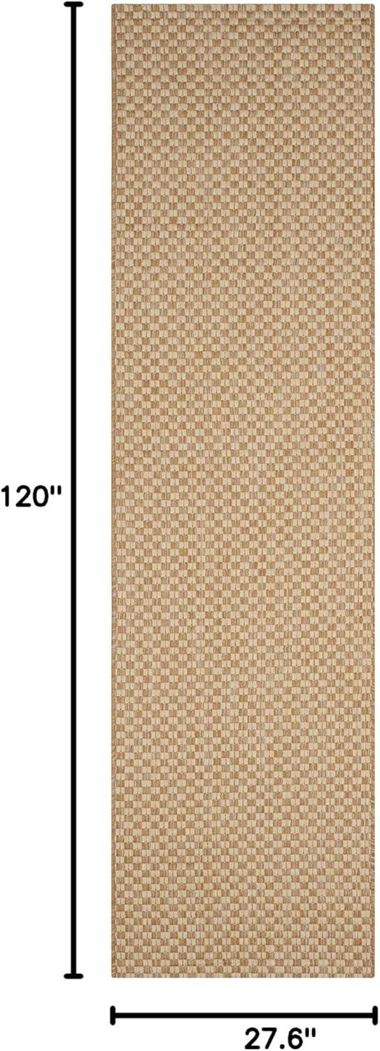 SAFAVIEH Courtyard Blair Geometric Indoor/Outdoor Runner, 2'3" x 10', Natural/Cream