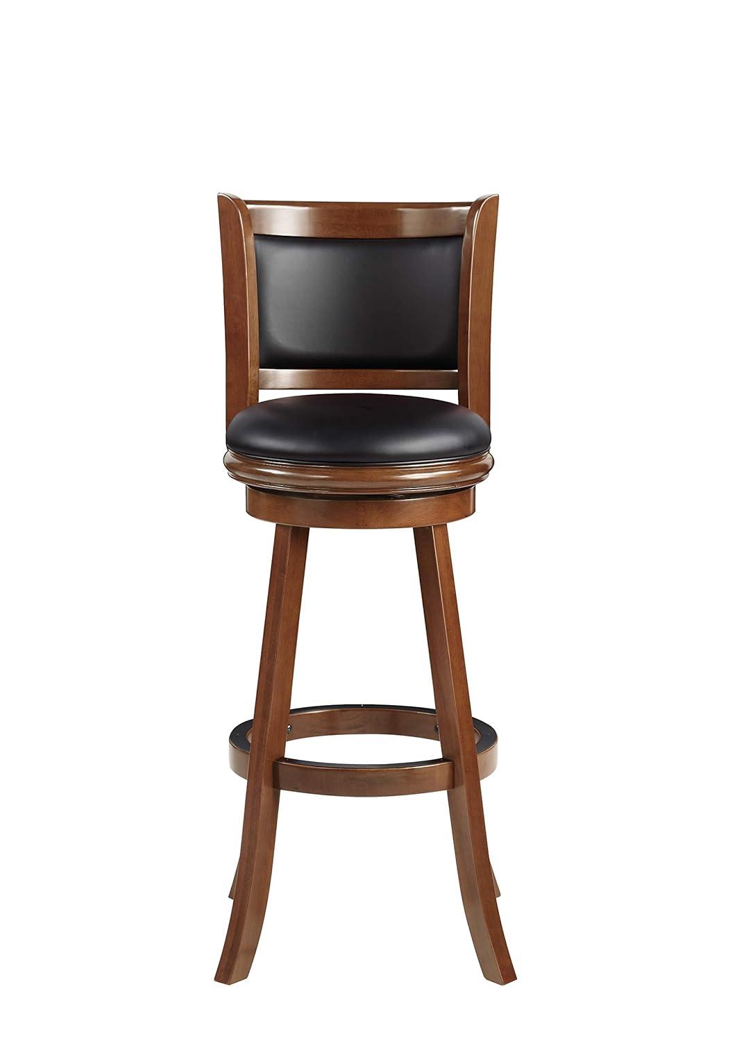 34" Extra Tall Augusta Swivel Barstool Cherry - Boraam: Modern Faux Leather, 360-Degree Swivel