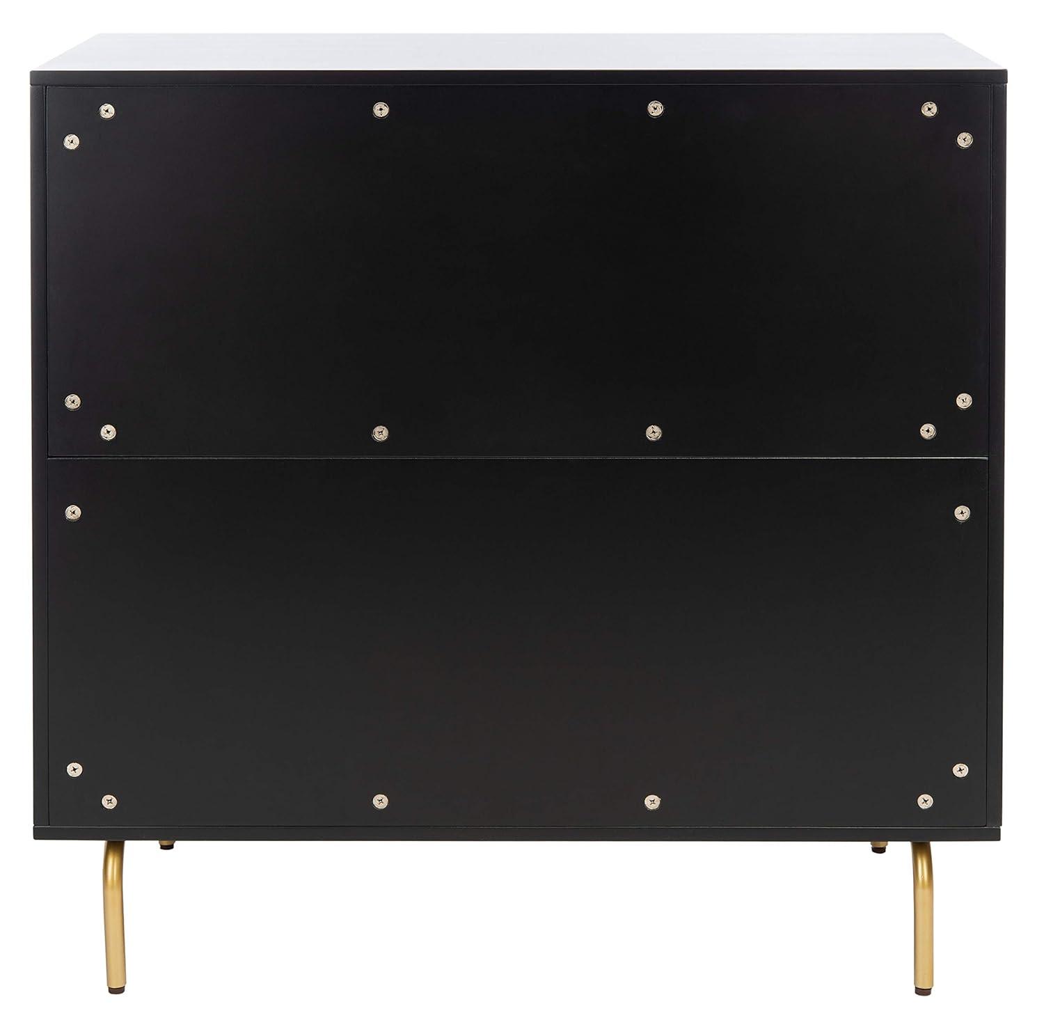 SAFAVIEH Genevieve Mid-Century Retro 3 Drawer Dresser, Black/White Washed (36 in. W x 18 in. D x 36 in. H)