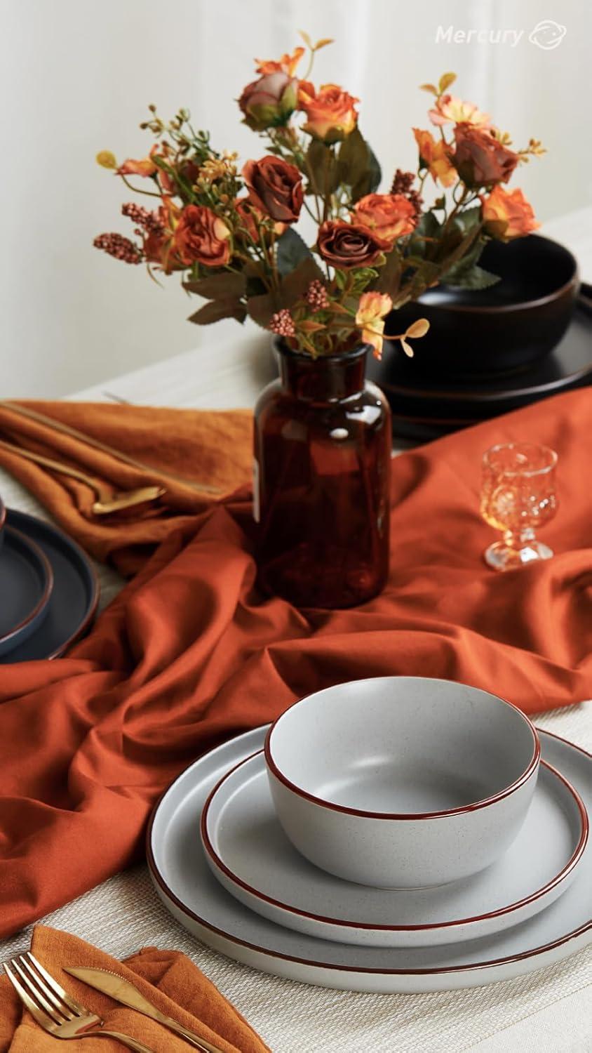 12 Pieces Stoneware Dinnerware Sets, Dishes Set for 4, Microwave and Dishwasher Safe