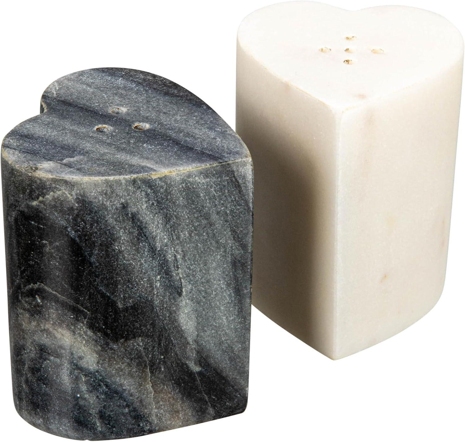 Creative Co-Op Heart-Shaped Marble Salt And Pepper Shakers