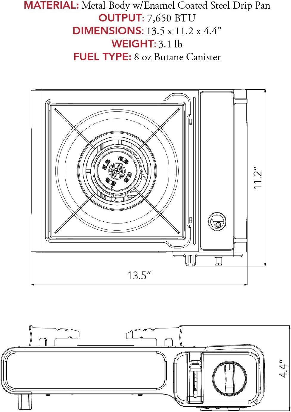 Portable Black Single Burner Butane Gas Stove with Automatic Ignition