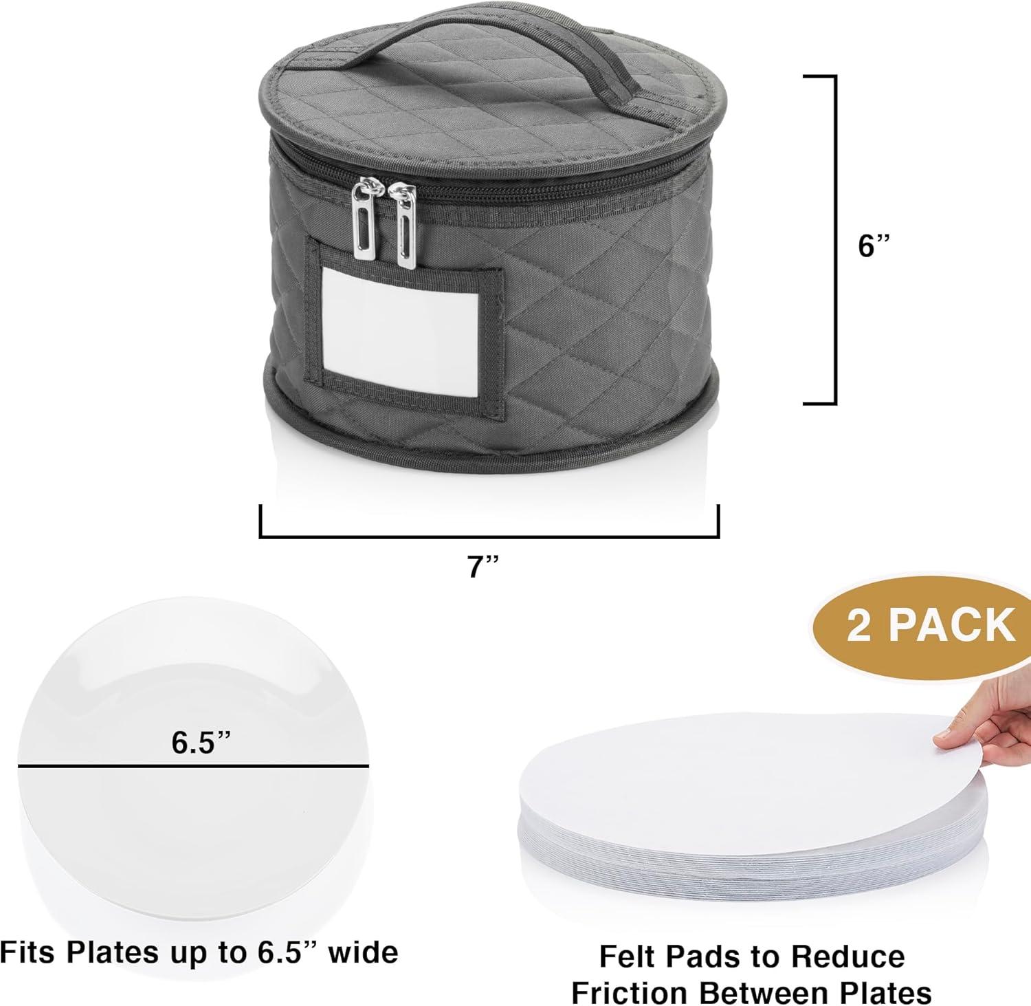 10" Salad Plate Quilted Cases - China Storage Container - Stackable With Padded Interior to Store your Dinnerware Dishes - Great for Luncheon Plates and Pasta Bowls