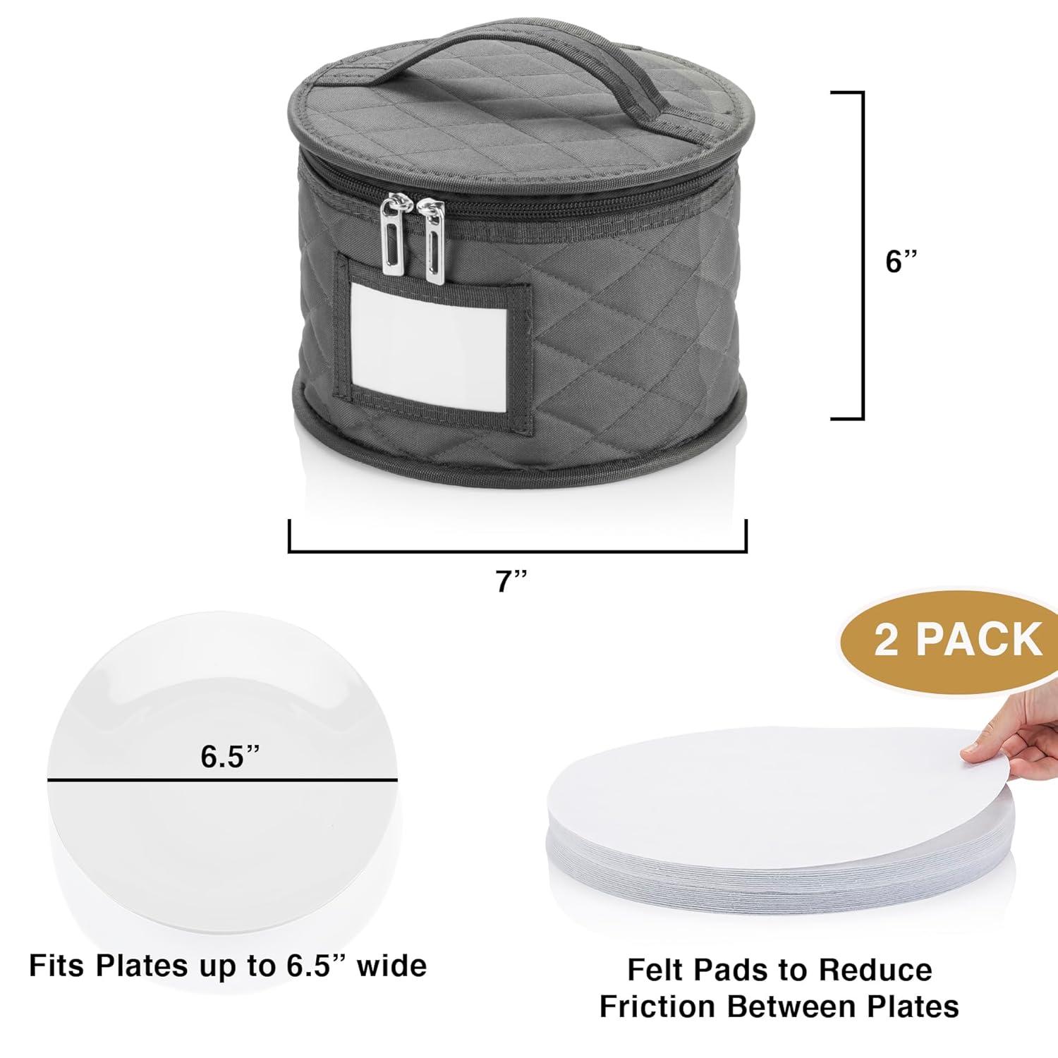 10" Salad Plate Quilted Cases - China Storage Container - Stackable With Padded Interior to Store your Dinnerware Dishes - Great for Luncheon Plates and Pasta Bowls