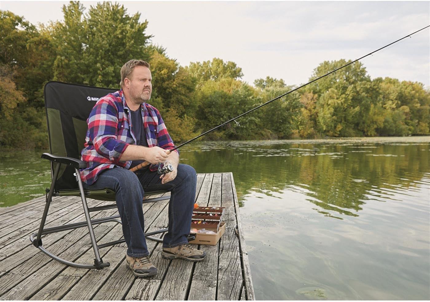 Guide Gear Oversized XXL Rocking Camp Chair, 600-lb. Capacity, Green/Black Hunter Green/Black