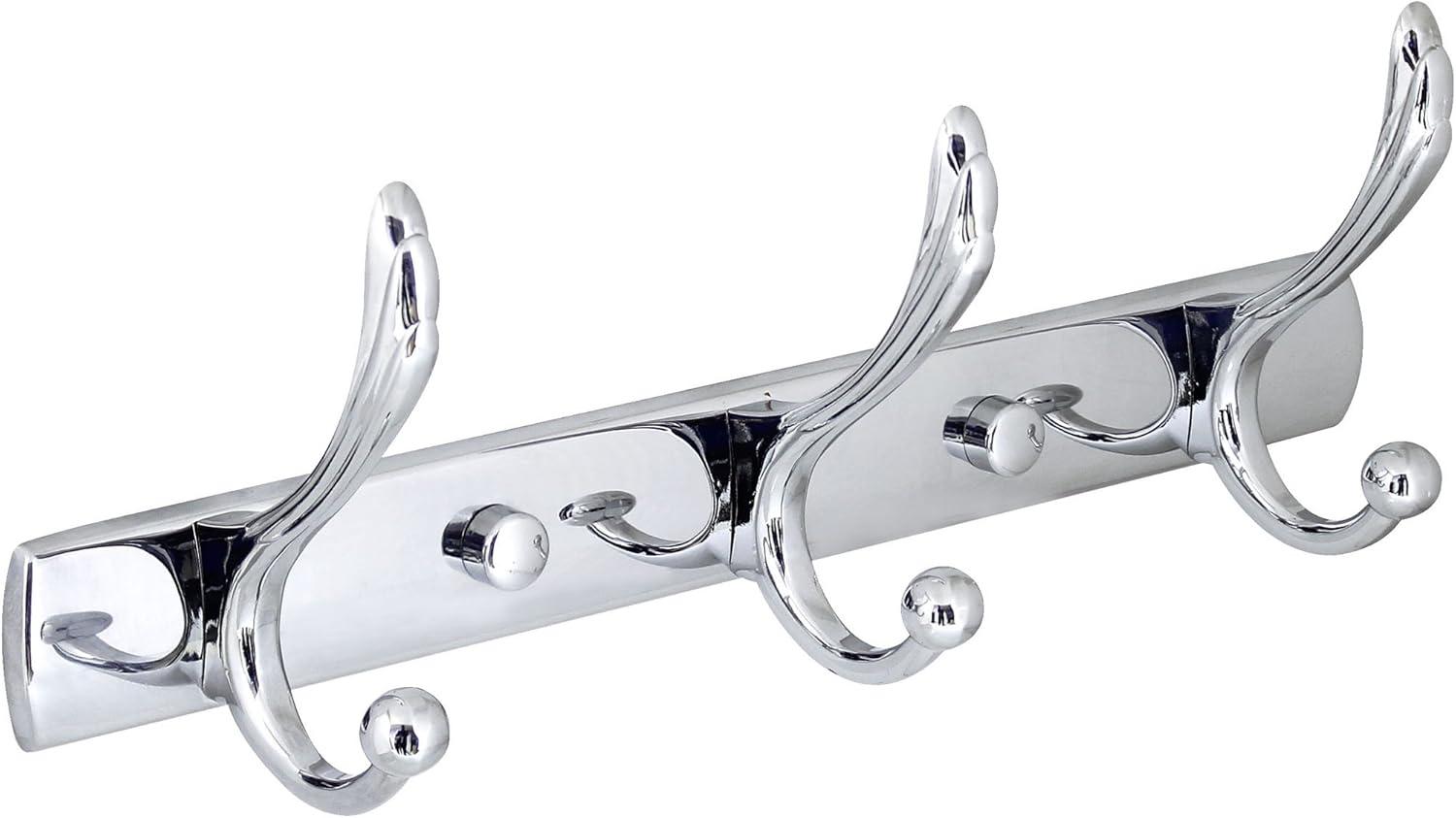 Large Polished Chrome Triple Towel and Robe Hook