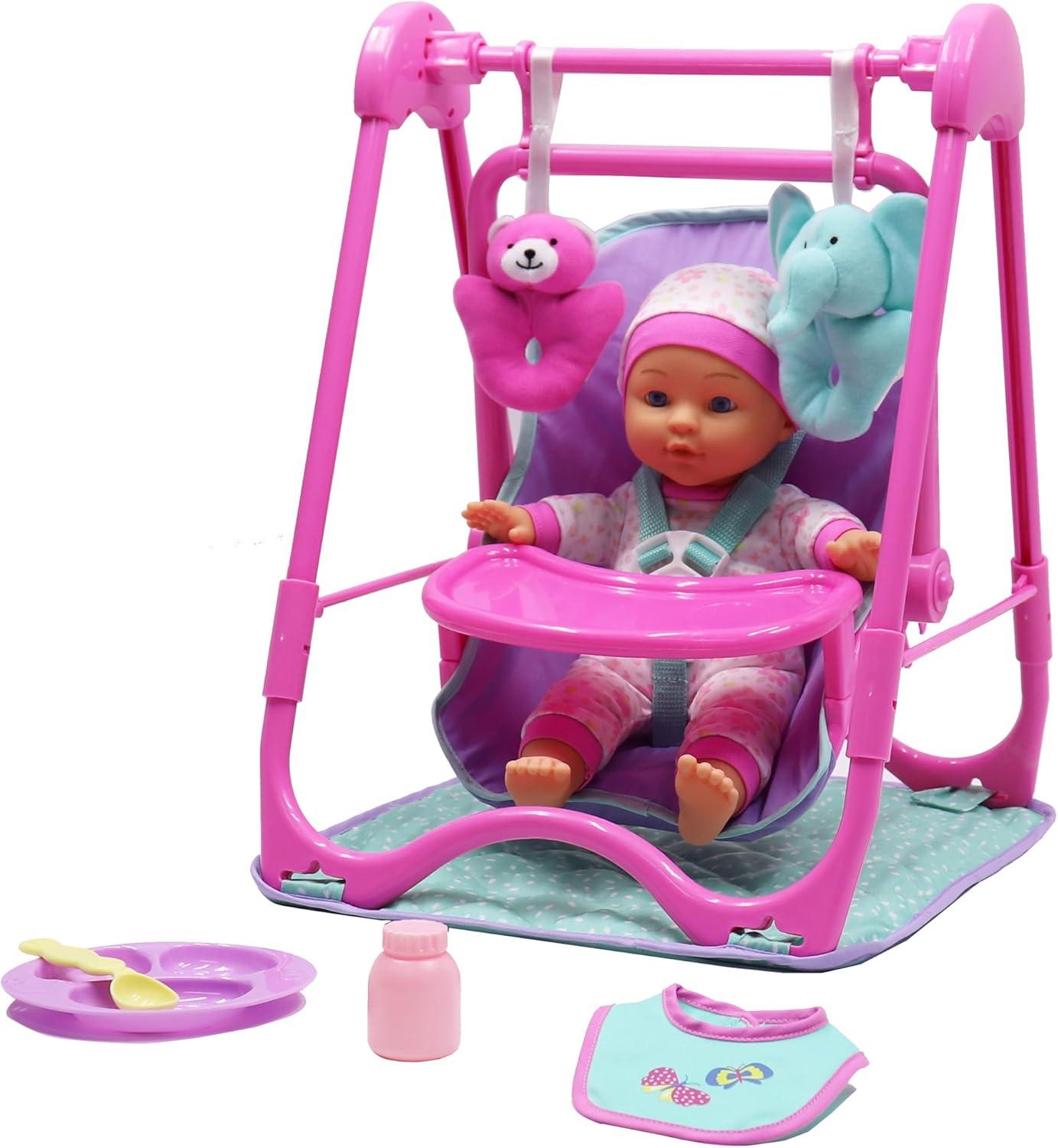 Dream Collection: 12 " Baby Doll 4-In-1 High Chair Play Set -Ages 2+