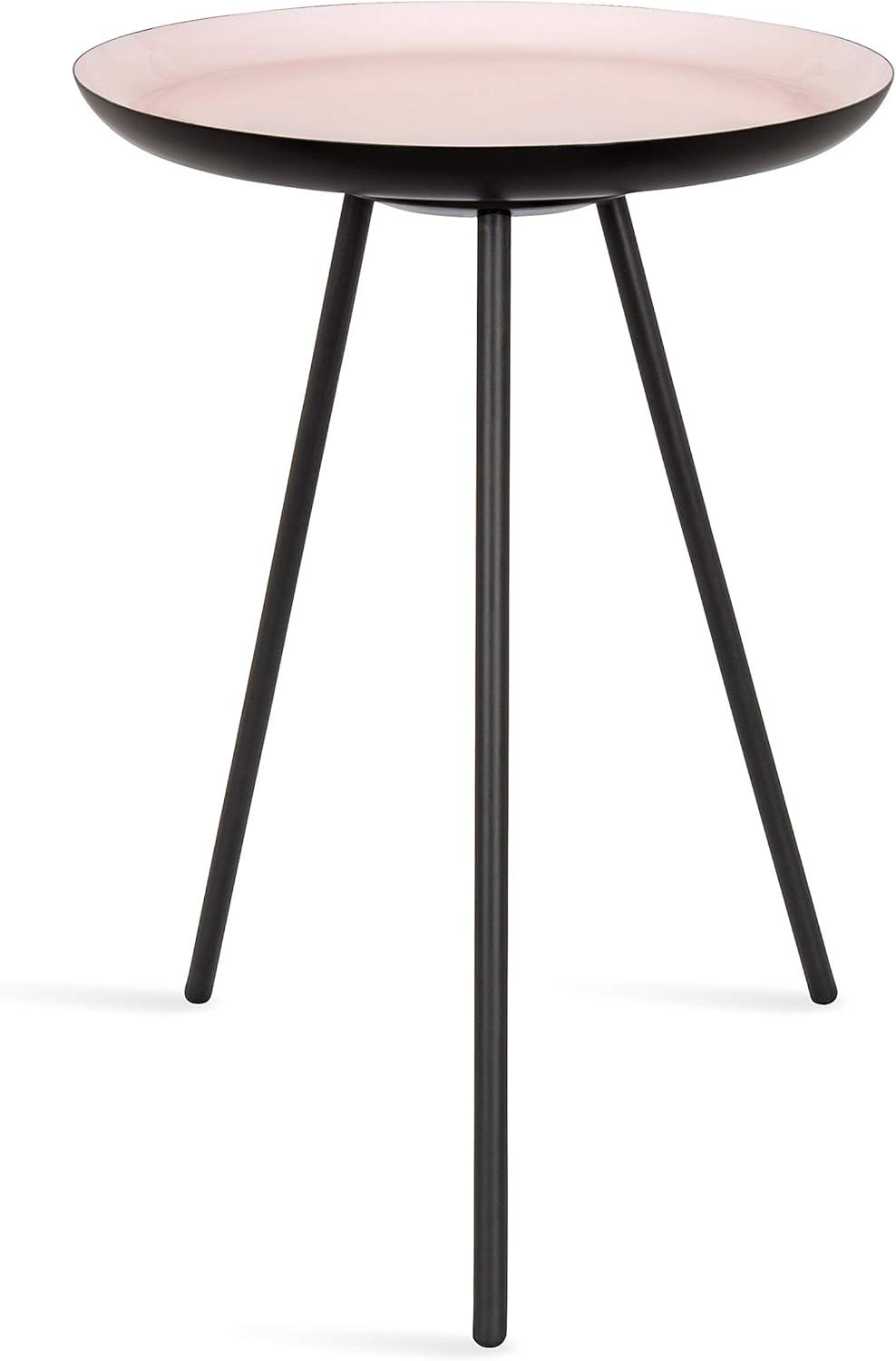 Kate and Laurel Laranya Round Metal Side Table, 15x15x22.5, Pink and Black