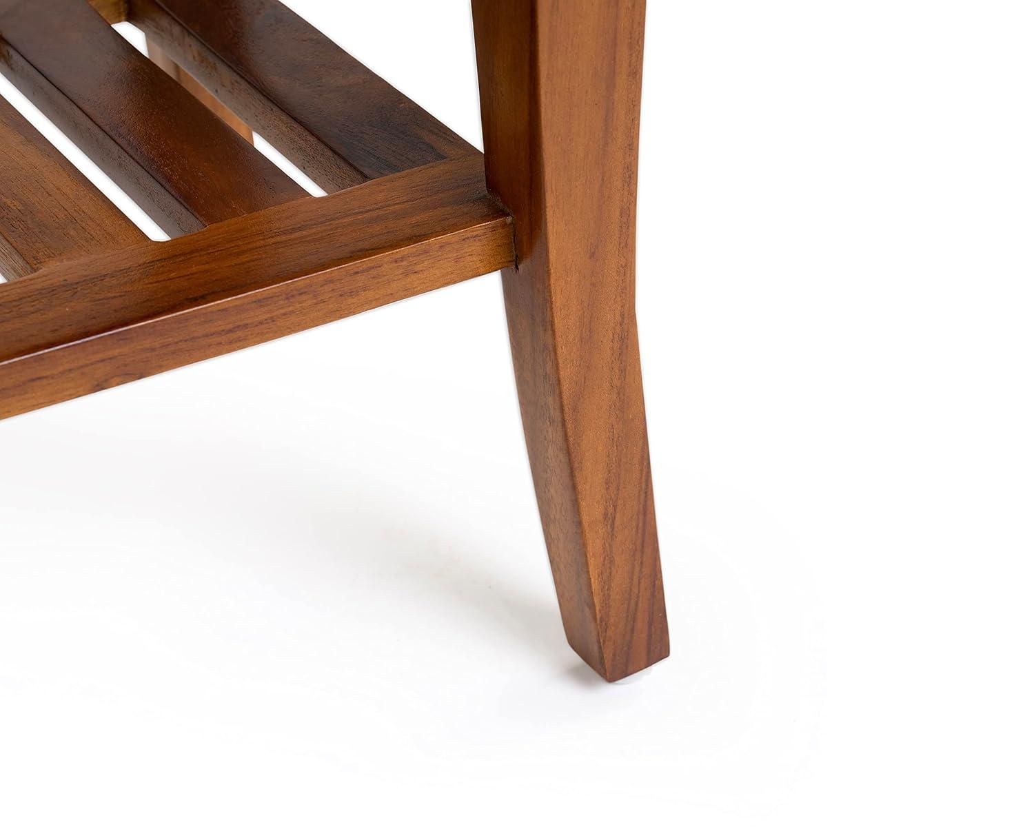 Ala Teak Brown Waterproof Shower Bench with Shelf