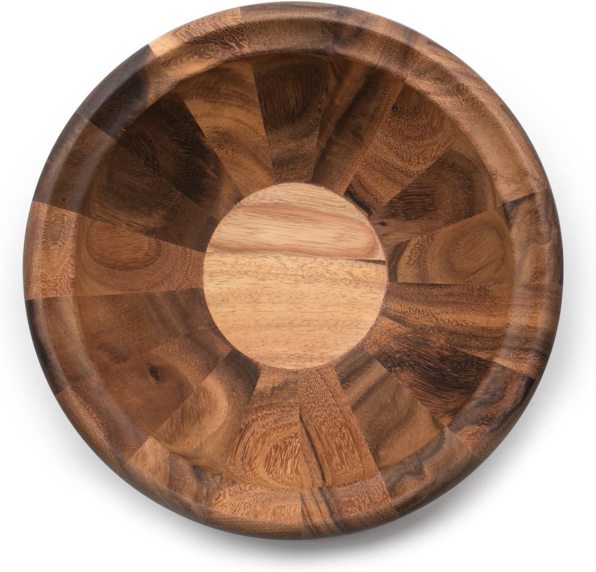 Large Acacia Wood Round Salad Serving Bowl