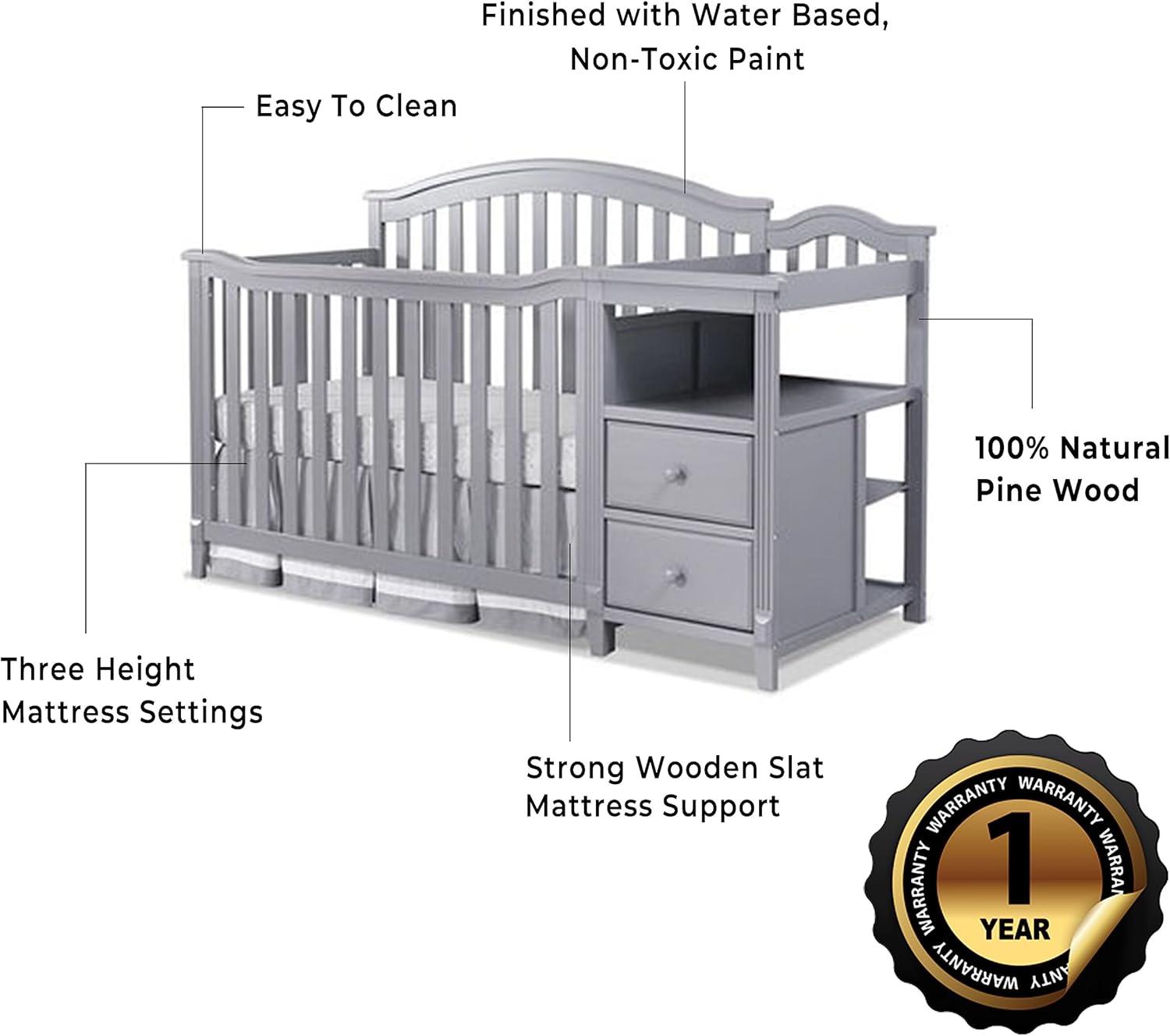 Sorelle Berkley Crib & Changer Standard Full-Sized Crib Gray