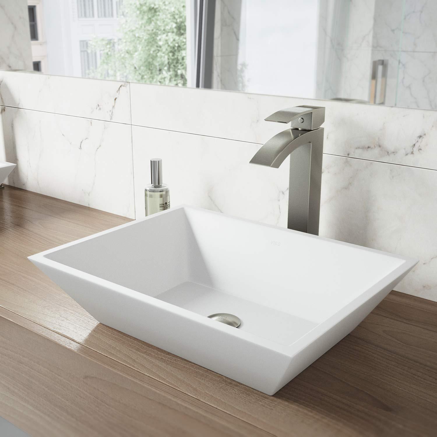 Vinca 18" L x 14" W x 5" H Matte White Handmade Rectangular Vessel Bathroom Sink