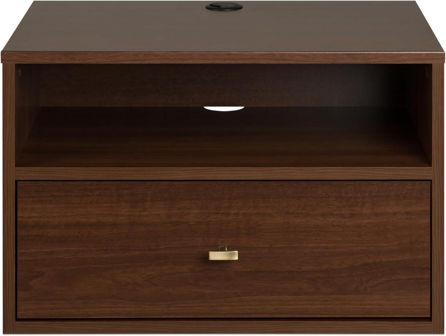 Cherry Floating 1 Drawer Nightstand with Open Shelf