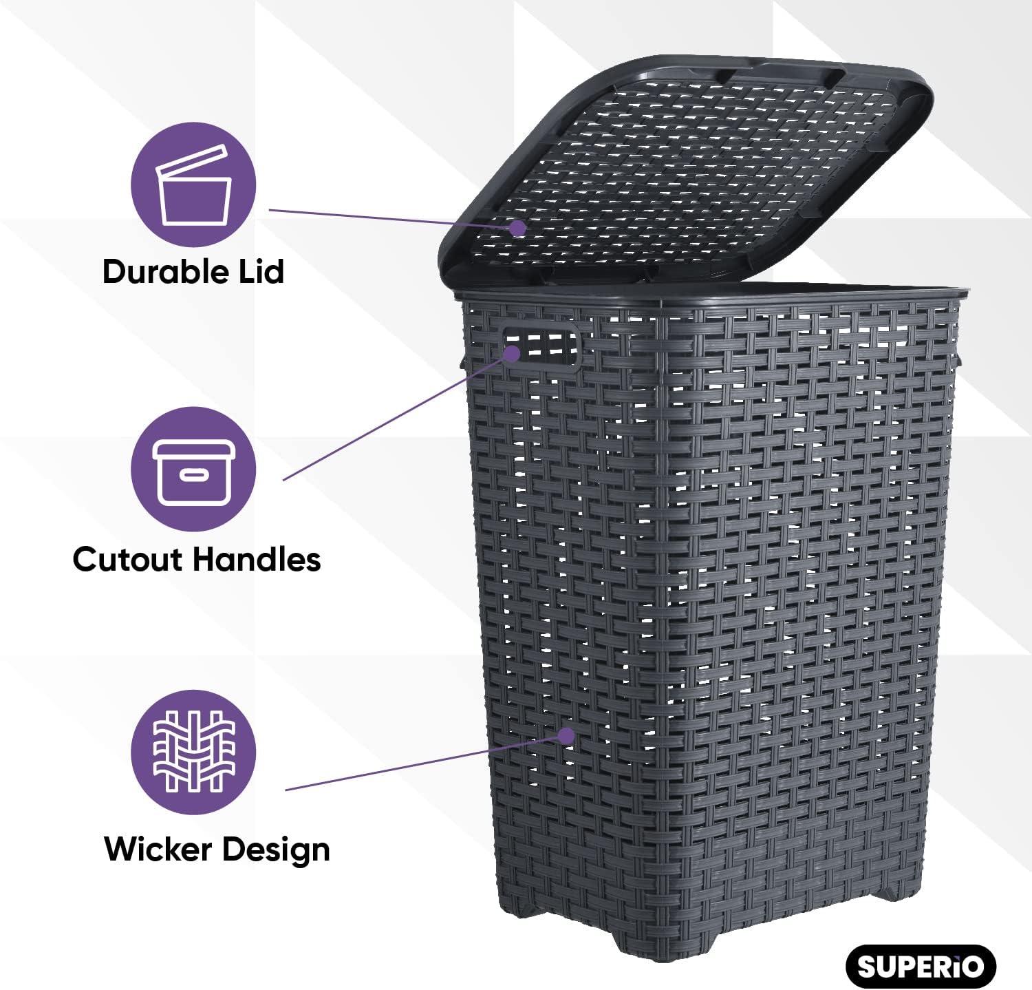 Rebrilliant Plastic Laundry Hamper with Handles
