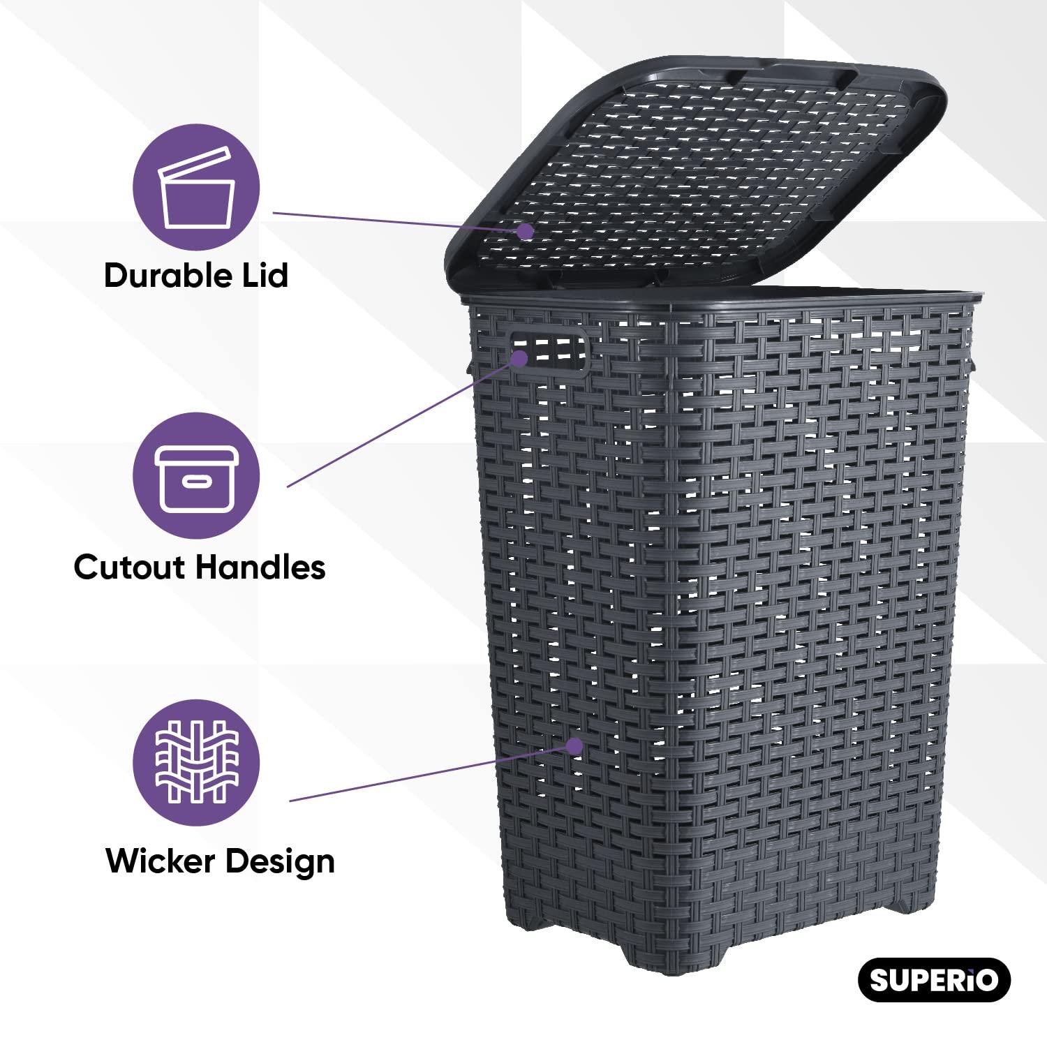 Rebrilliant Plastic Laundry Hamper with Handles