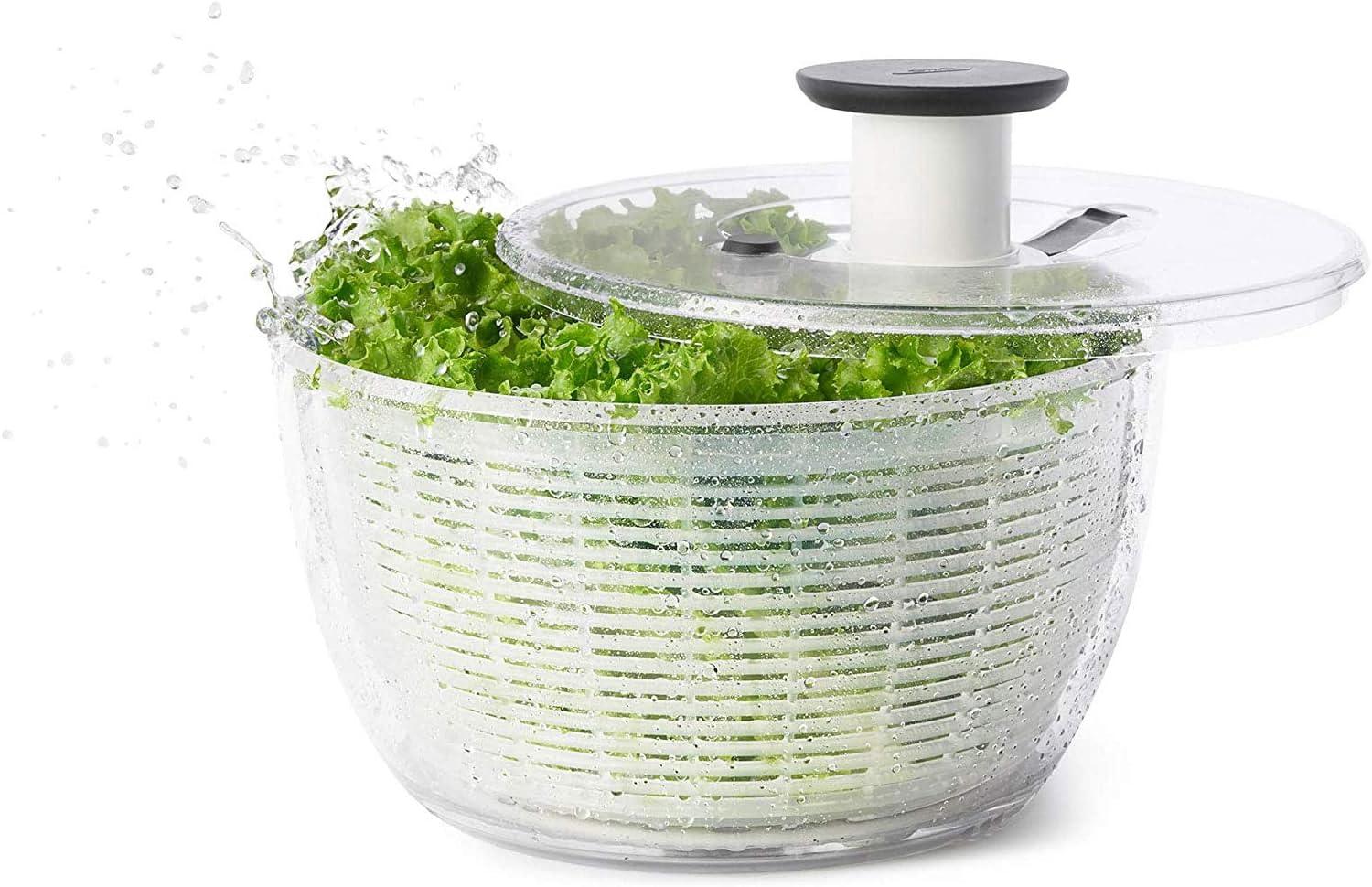 Clear & White 6.22 Qt Easy-Use Award-Winning Salad Spinner