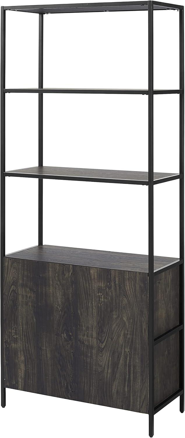 80.5" Jacobsen Large Etagere Brown Ash - Crosley: Industrial Style, 5-Shelf Storage, Steel Frame