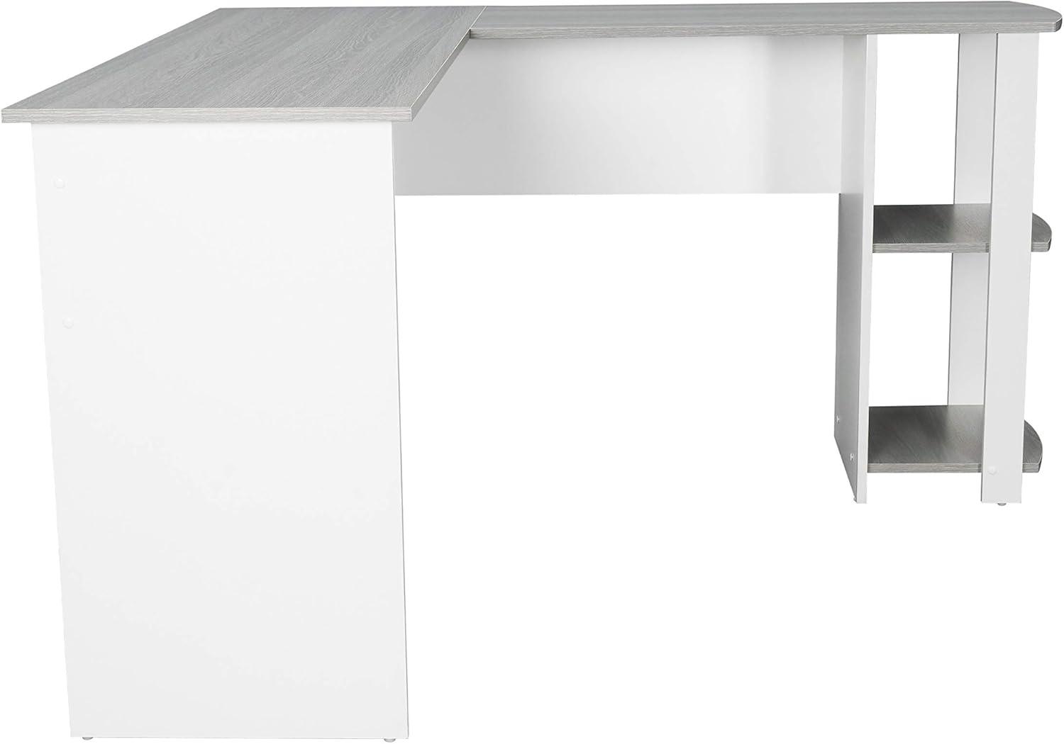 Modern L Shaped Desk with Side Shelves Gray - Techni Mobili