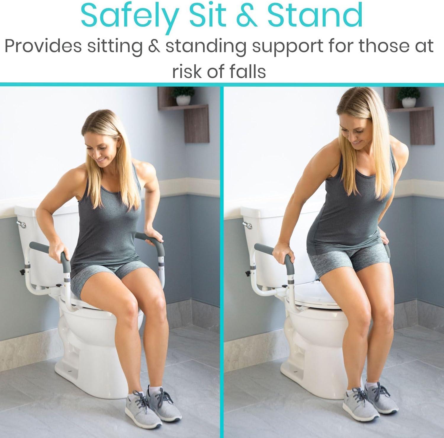 Vive Adjustable Compact Toilet Rail - Adjustable Grab Bar, Compact Support Frame with Handrail for Bathroom Toilet Seat, Weight Capacity 300lbs