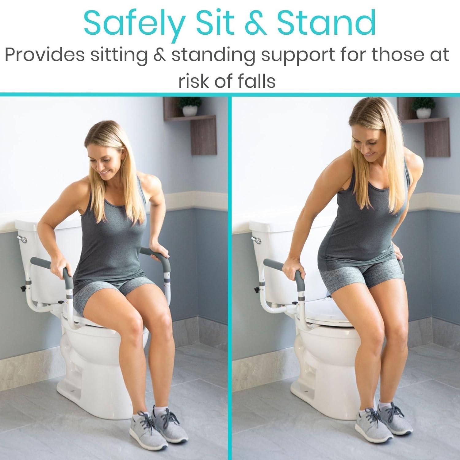 Vive Adjustable Compact Toilet Rail - Adjustable Grab Bar, Compact Support Frame with Handrail for Bathroom Toilet Seat, Weight Capacity 300lbs