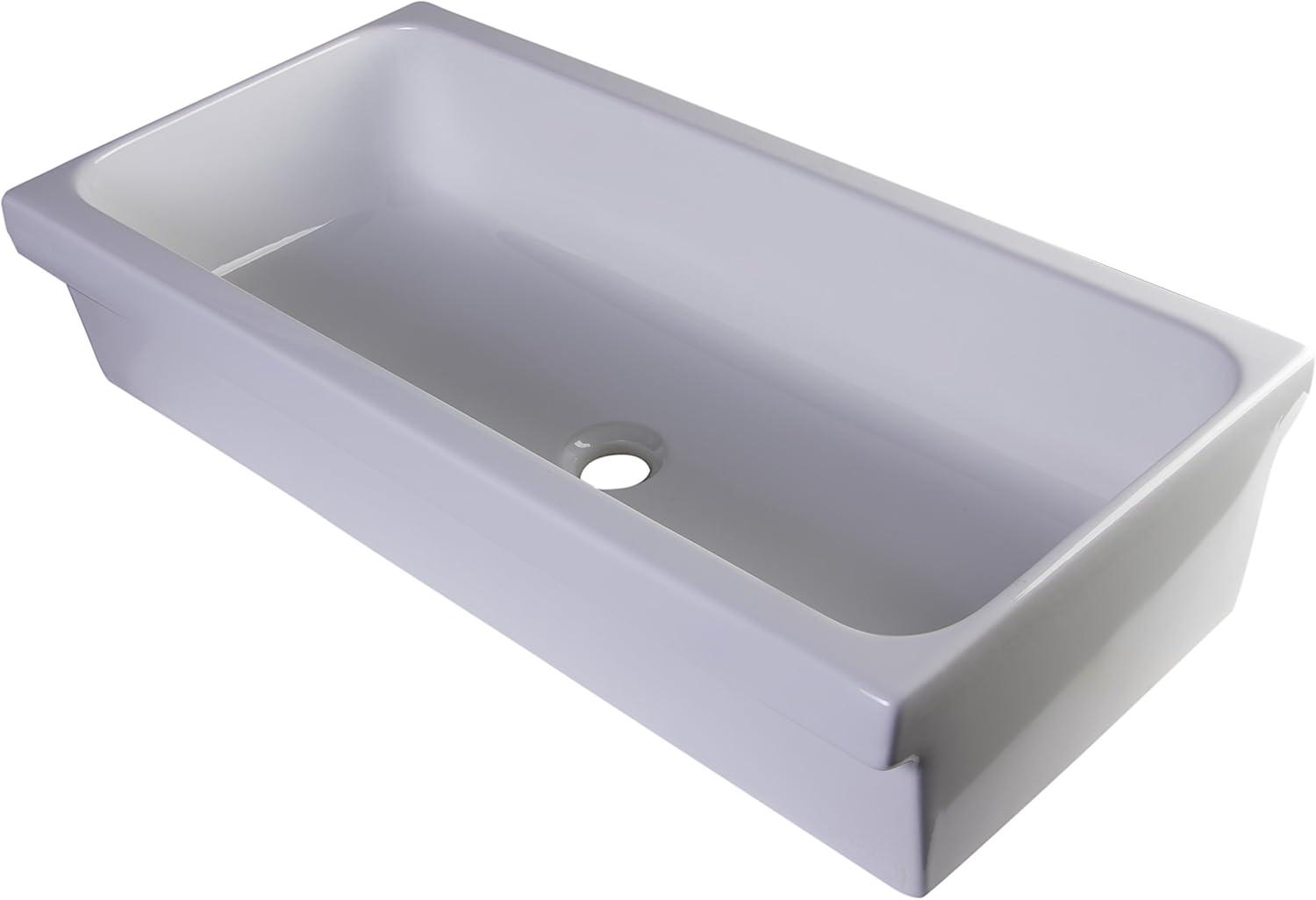 36" Fireclay Rectangular Trough Bathroom Sink