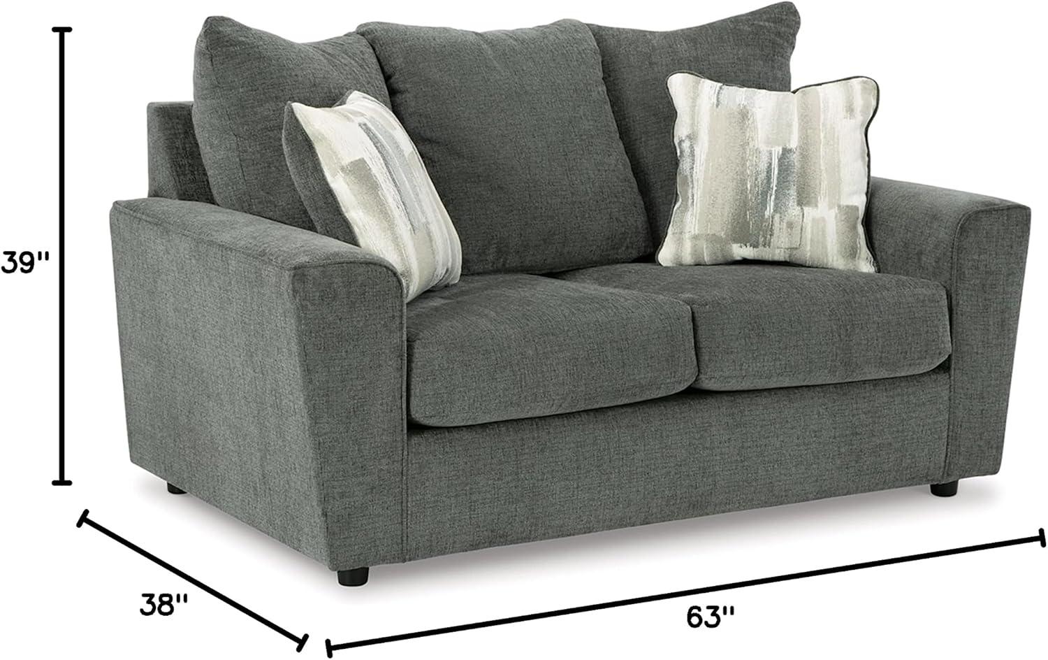 Gray Fabric Flared Arm Loveseat with Wood Frame