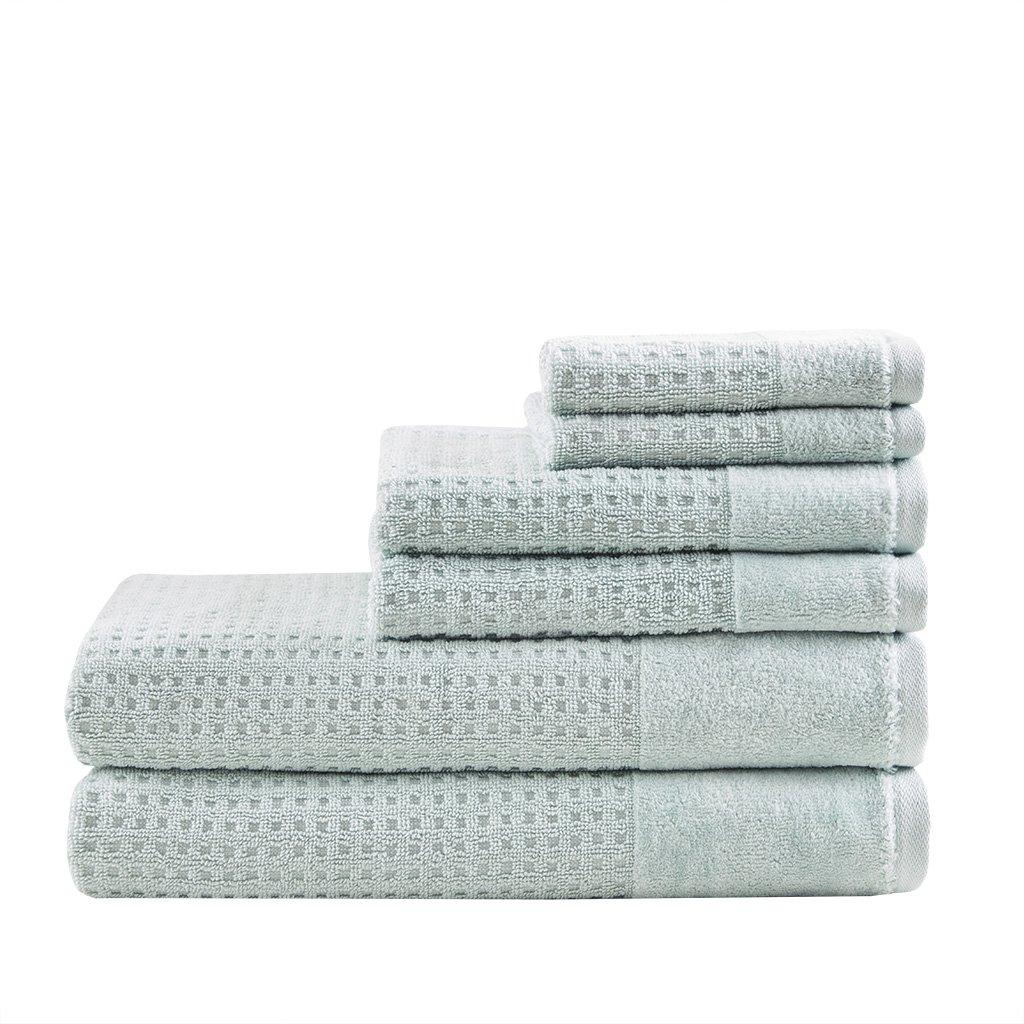 Madison Park Spa Waffle Cotton Jacquard Antimicrobial Bath Towel 6 Piece Set