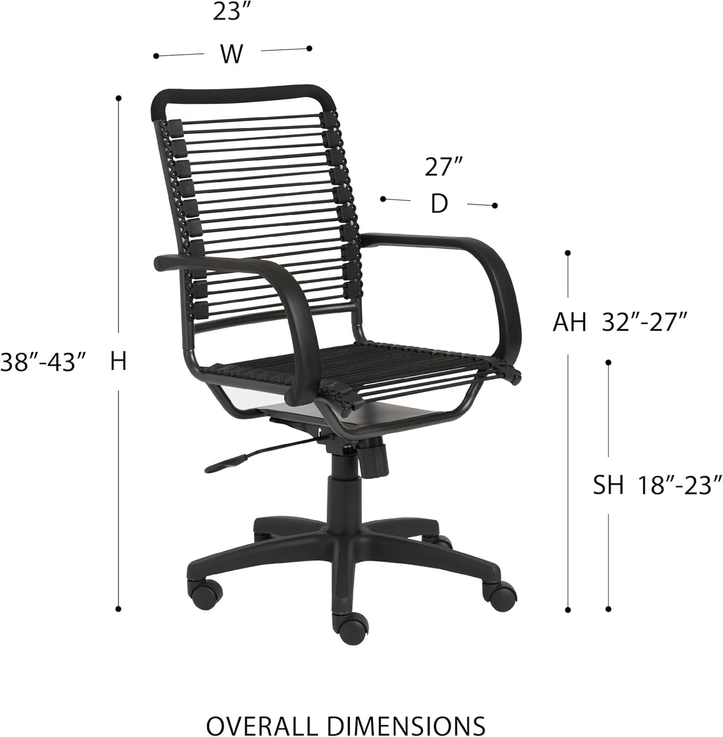 Graphite Black Metal Swivel Bungee Office Chair with High Back