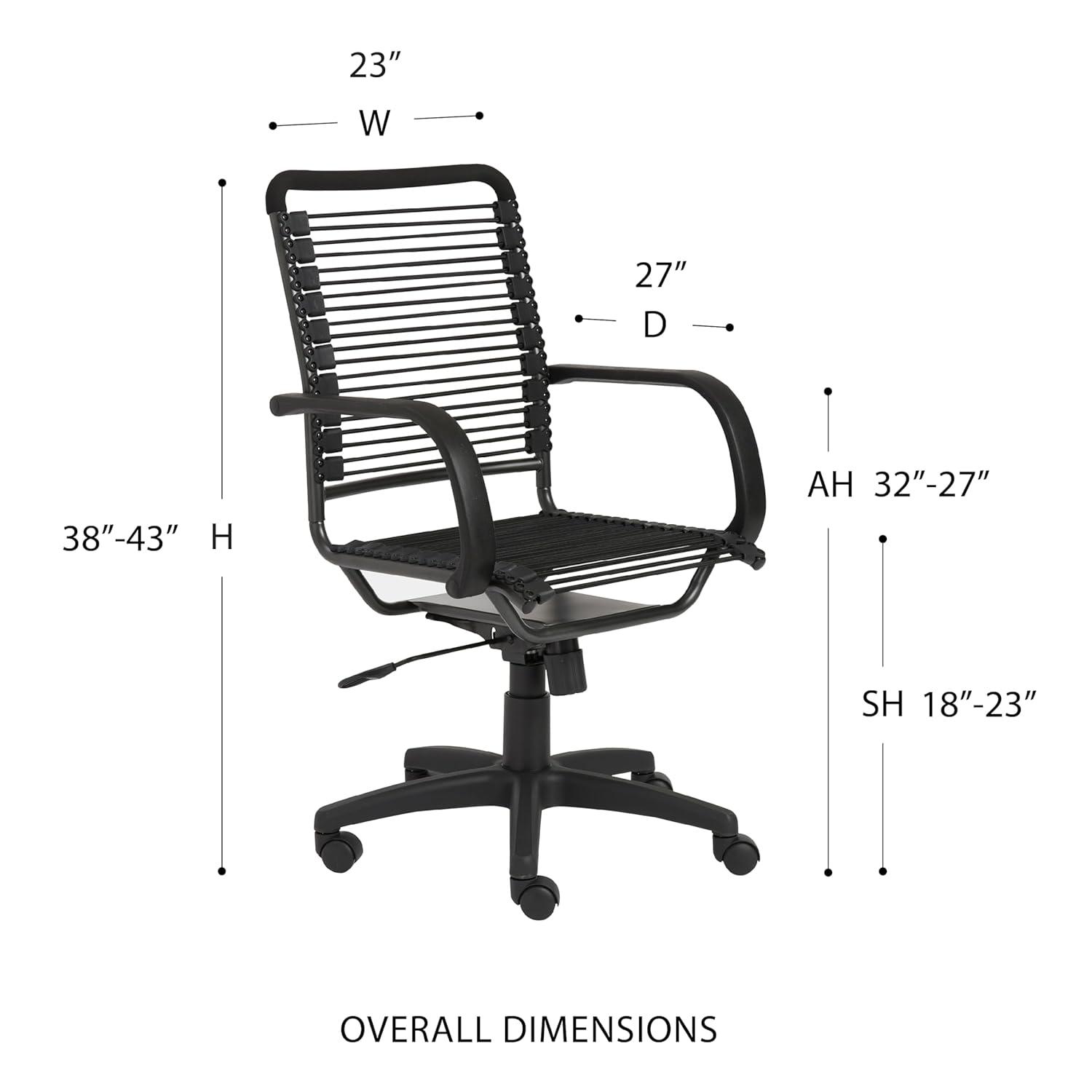 Graphite Black Metal Swivel Bungee Office Chair with High Back
