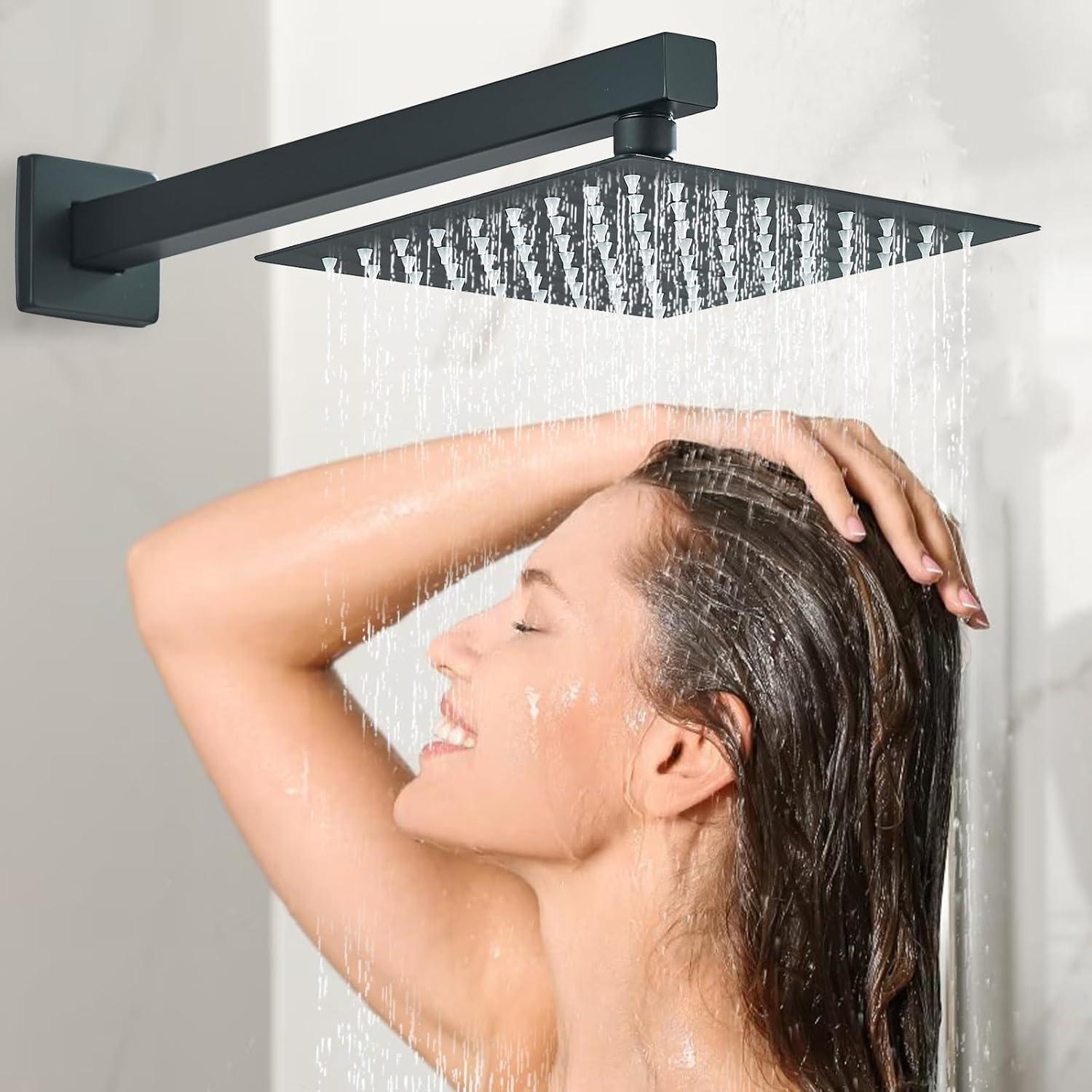 Matte Black 8-Inch Rainfall Shower System with Handheld Spray