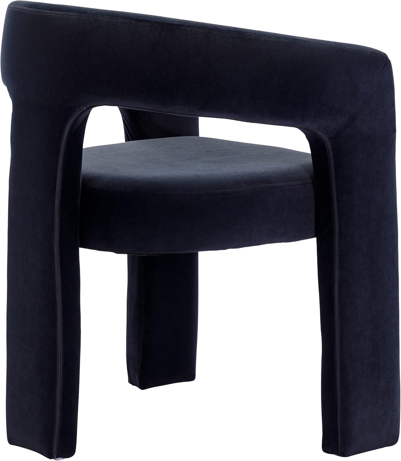 Tabaray Modern Velvet Dining Chair Set of 2, Cute Barrel Accent Chairs Upholstered Armchair Comfy Side Chair for Kitchen Living Room Reception (Black-Velvet, Set of 2)