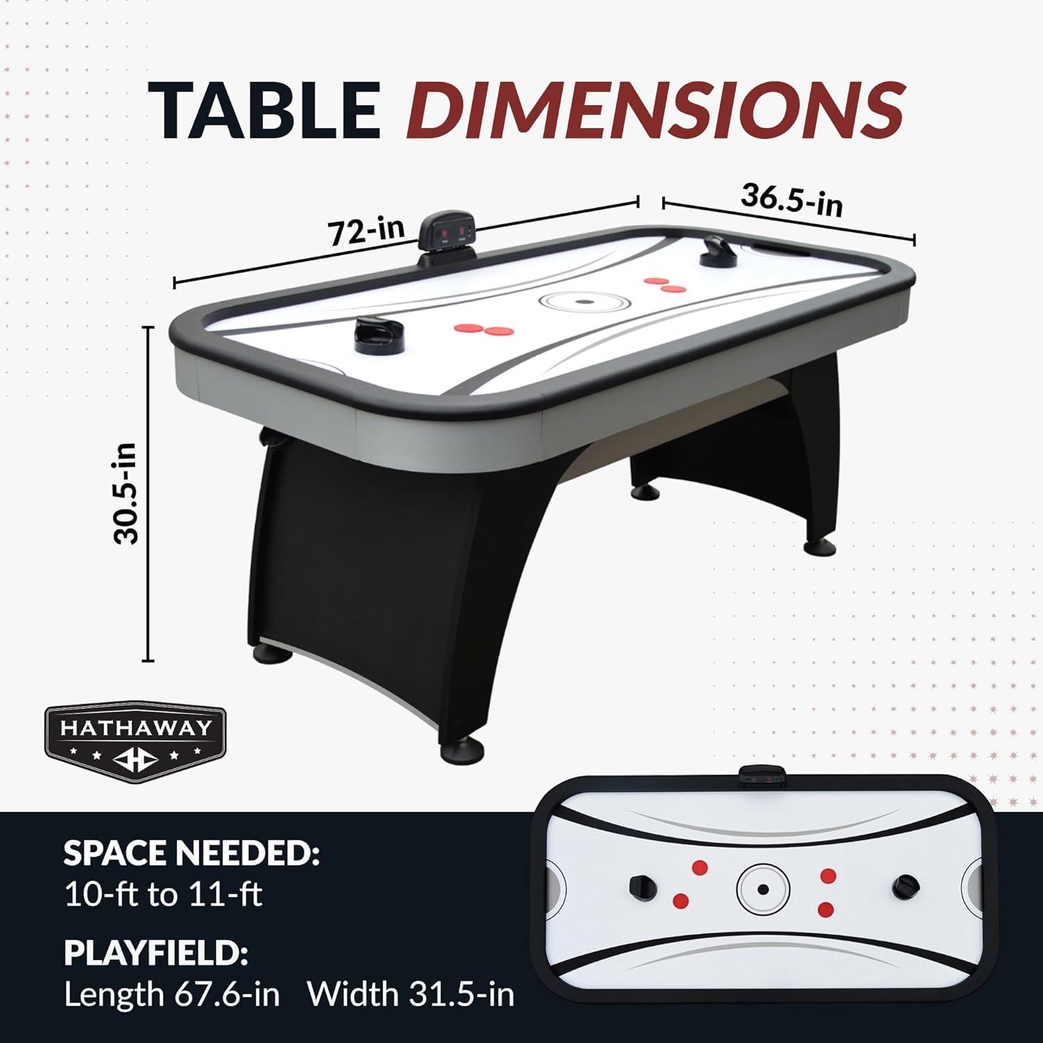 Silver and Black 6-Foot Air Hockey Table with Digital Scoreboard