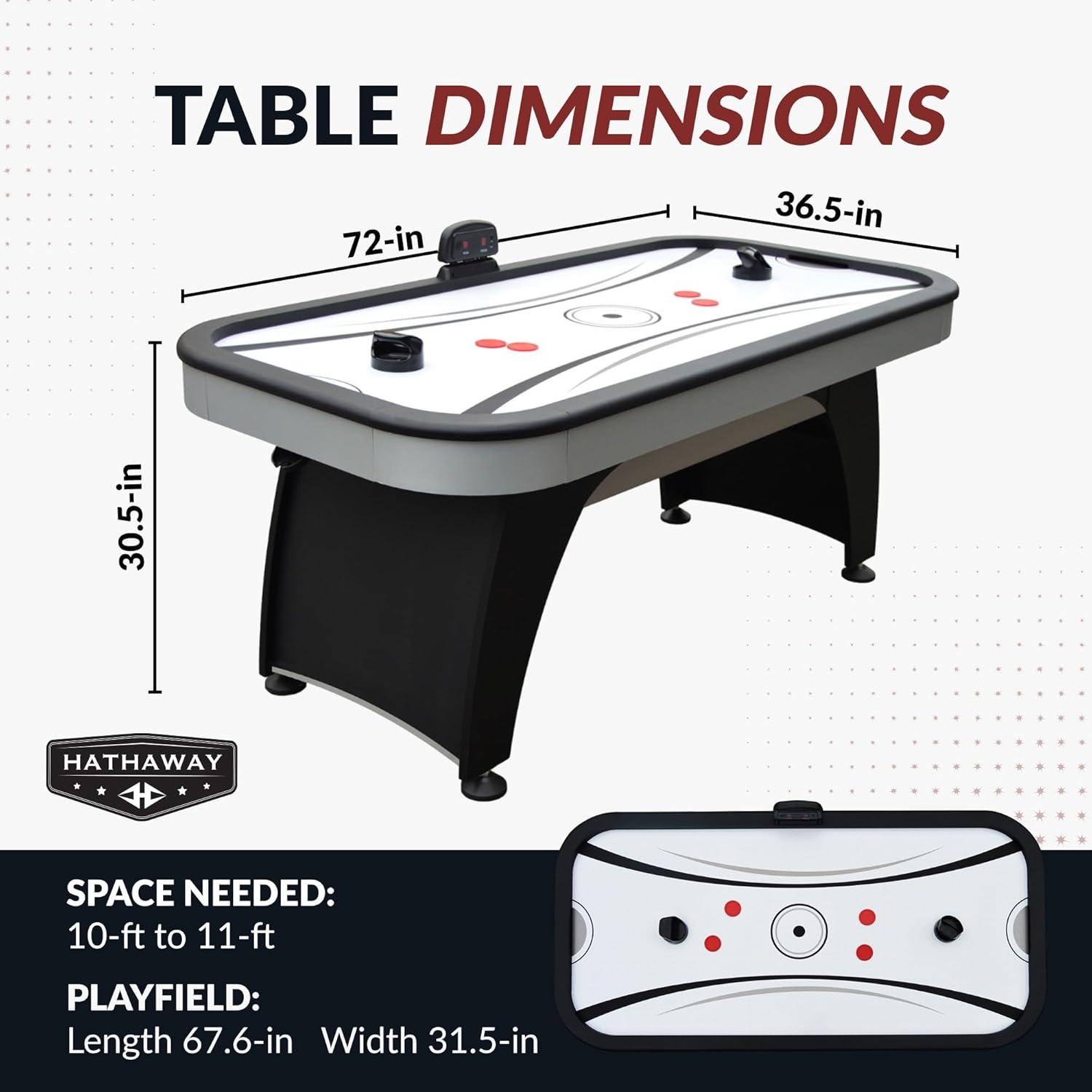 Hathaway Games Silverstreak 72.5" 2 -Player Air Hockey Table with Digital Scoreboard