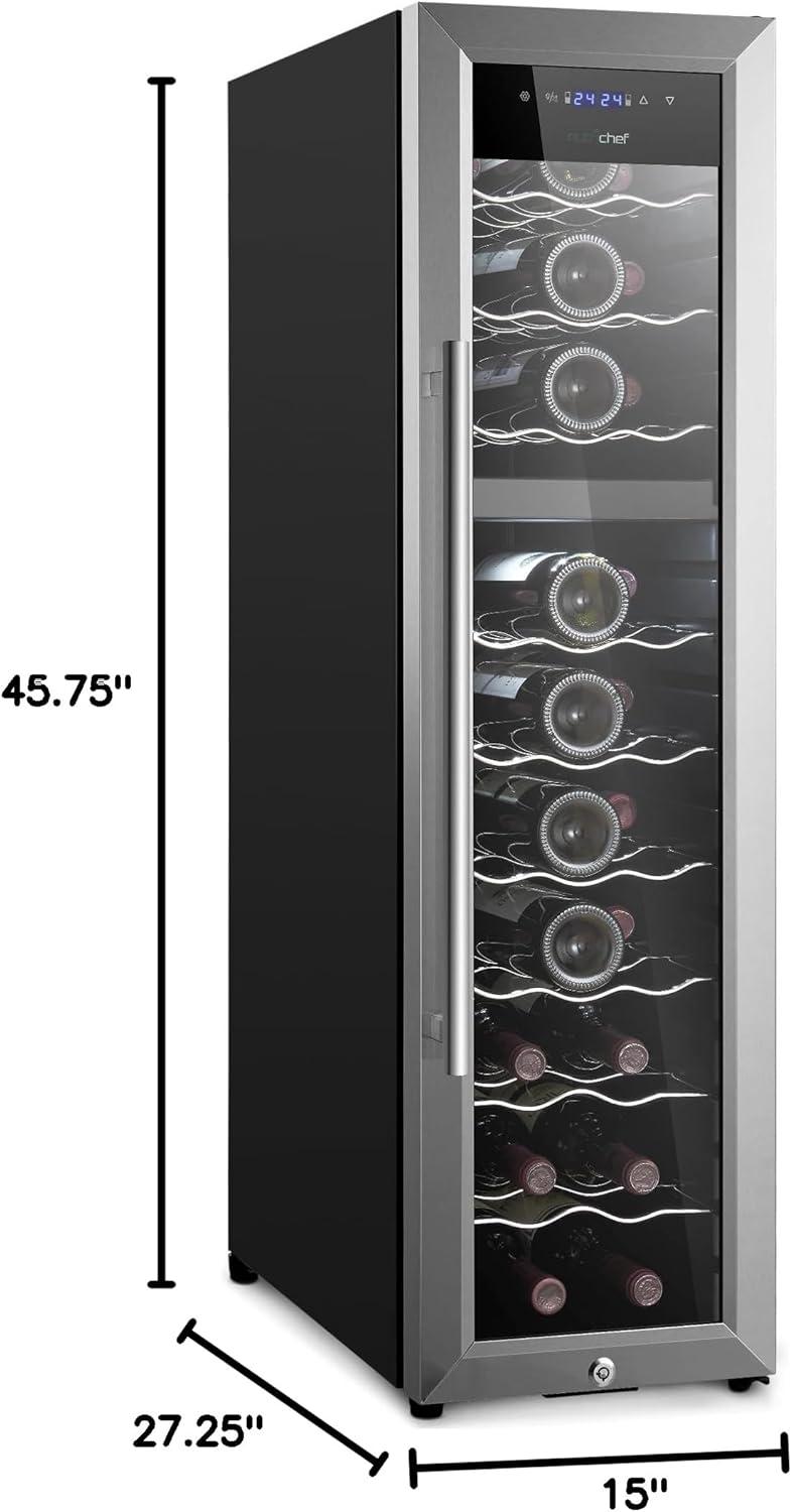 NutriChef 27-Bottle Black Stainless Steel Dual Zone Wine Fridge