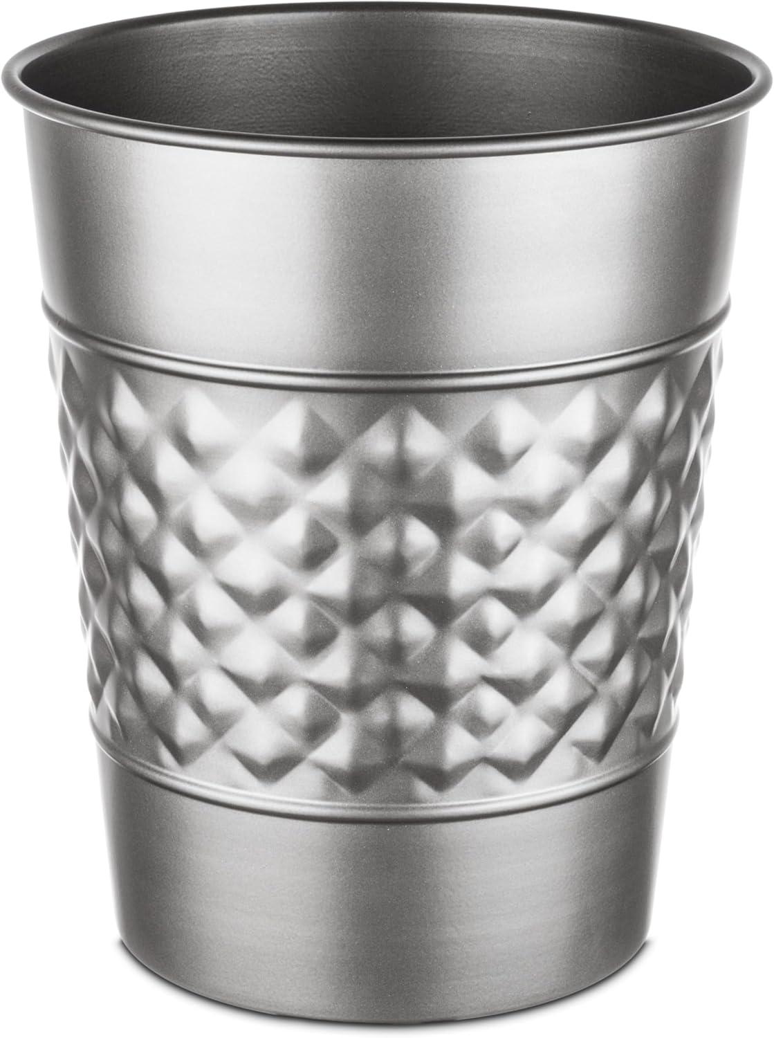 Monarch Abode Geometric Embossed Metal 1.7 Gallon Waste Basket