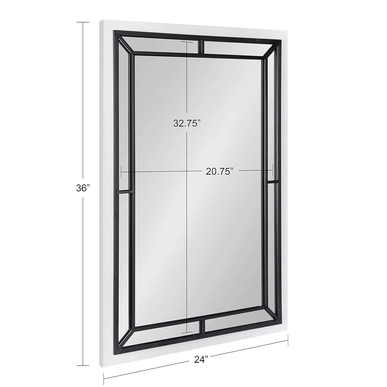 24" x 36" Audubon Rectangle Wall Mirror White - Kate & Laurel All Things Decor: Modern Style, No Assembly, MDF Frame