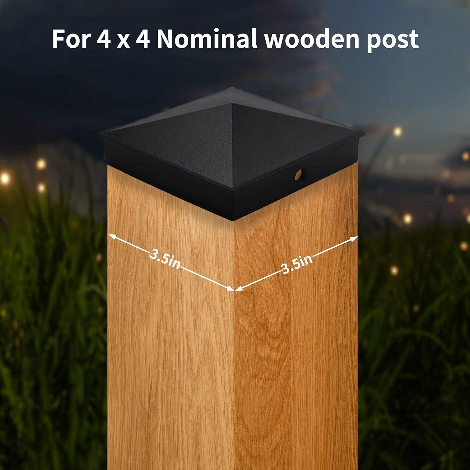 Black Aluminum Pyramid Post Caps for 4x4 Wood Posts, 6 Pack