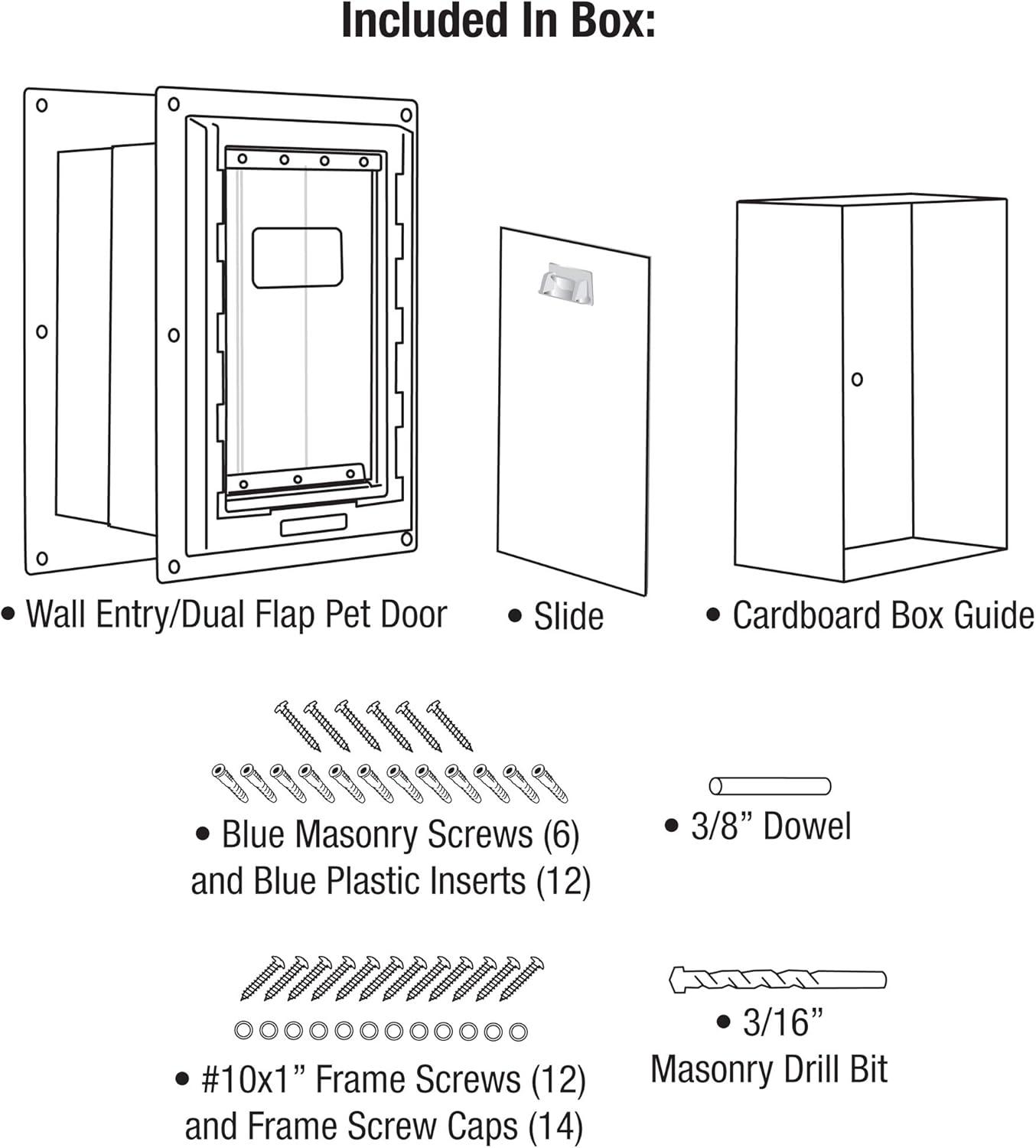 Ideal Pet Products Wall Entry Pet Door Double Flap for Walls with Built-in Telescoping Tunnel and Lock-Out Slide, Extra Large, White (WEPD2XL)