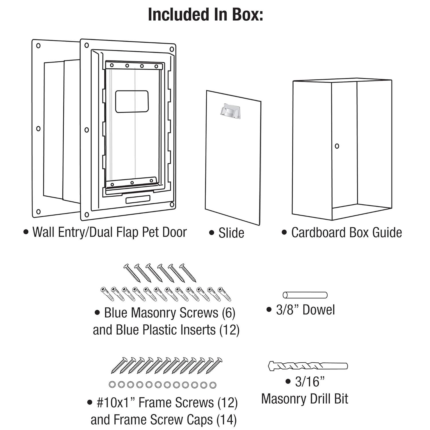 Ideal Pet Products Wall Entry Pet Door Double Flap for Walls with Built-in Telescoping Tunnel and Lock-Out Slide, Extra Large, White (WEPD2XL)