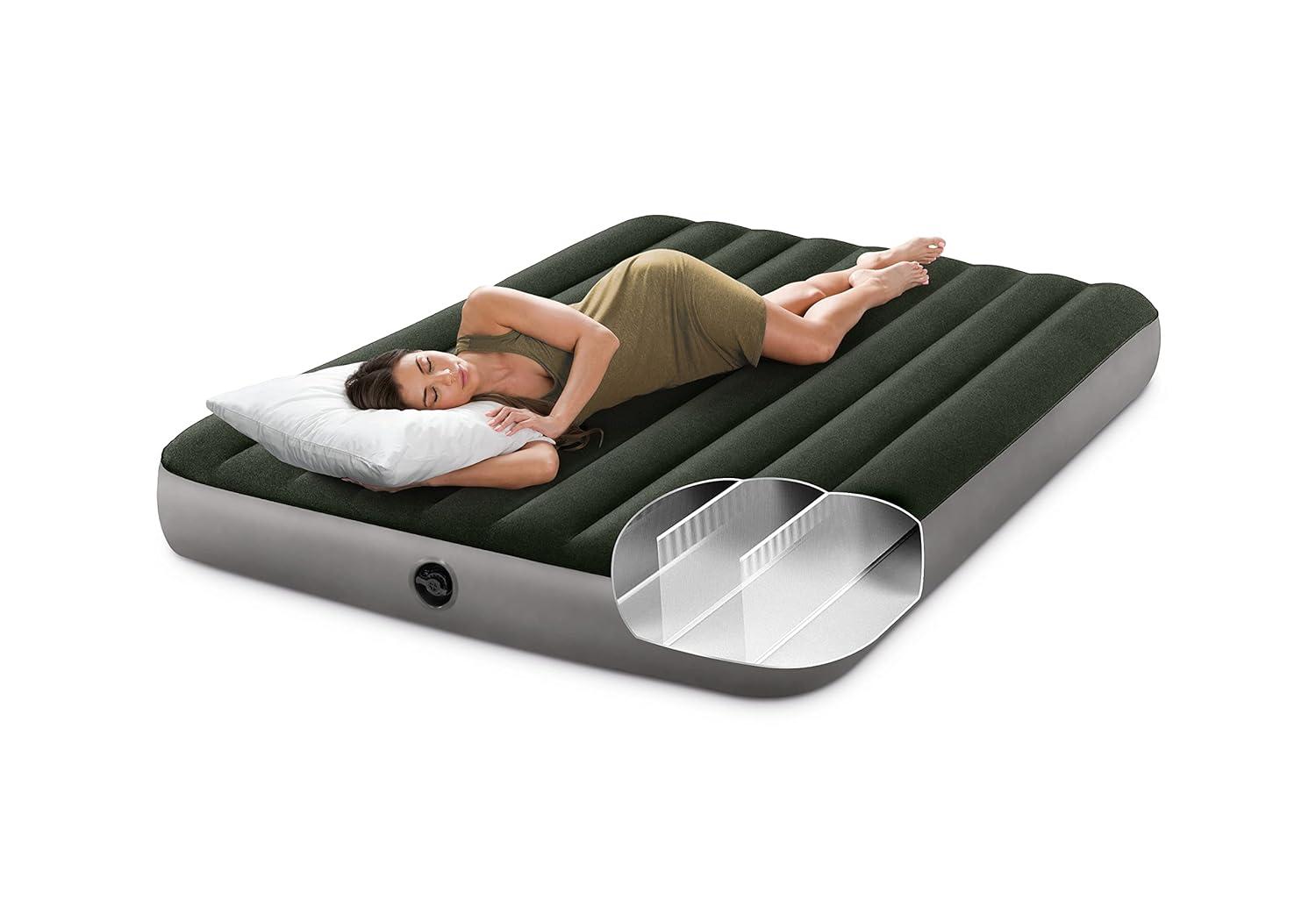 Intex Queen Dura-Beam Prestige Airbed with Battery Pump, 10" Thick