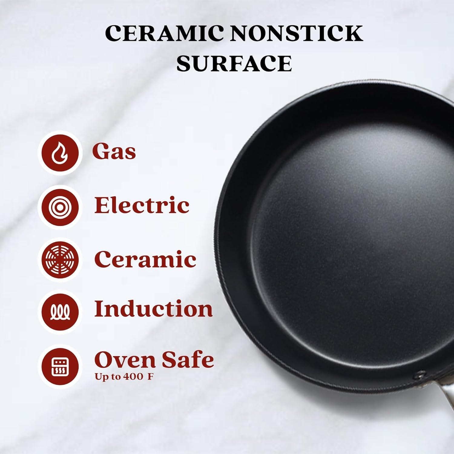 Alva Maestro Ceramic Nonstick Frying Pan Skillet Non Toxic Omelette Pan Kitchen Cookware PFAS, PFOA & PFTE Free, for Cooking Pan Set, Induction Safe, Add to Your Pots and Pans Set Cookware