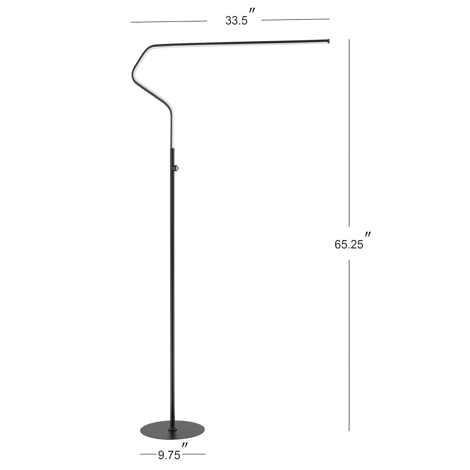 JONATHAN Y JYL7020B Julian 65.25" Integrated LED Metal Floor Lamp, Minimalistic, Modern, Contemporary for living room, dinning room, bedroom, office, Black