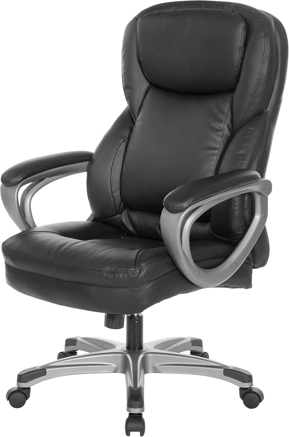 Executive Black Bonded Leather Chair with Titanium Coated Nylon Base