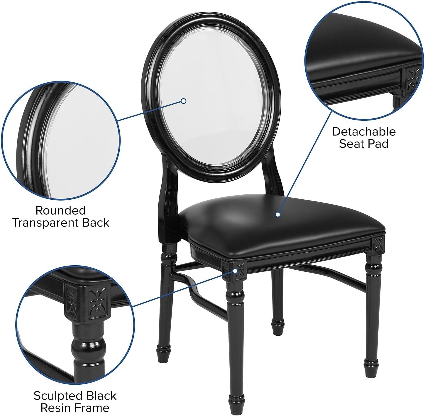 Flash Furniture 2 Pack HERCULES Series 900 lb. Capacity King Louis Chair with Tufted Back, Black Vinyl Seat and Black Frame